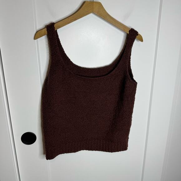 SKIMS Cozy Collection Teddy Fleece Soft Tank Top Crop Lounge Garnet Size 2X/3X - Picture 4 of 4